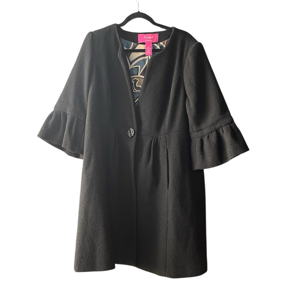 Du Jour Black and Blue Patterned Outerwear- Plus size 1 X